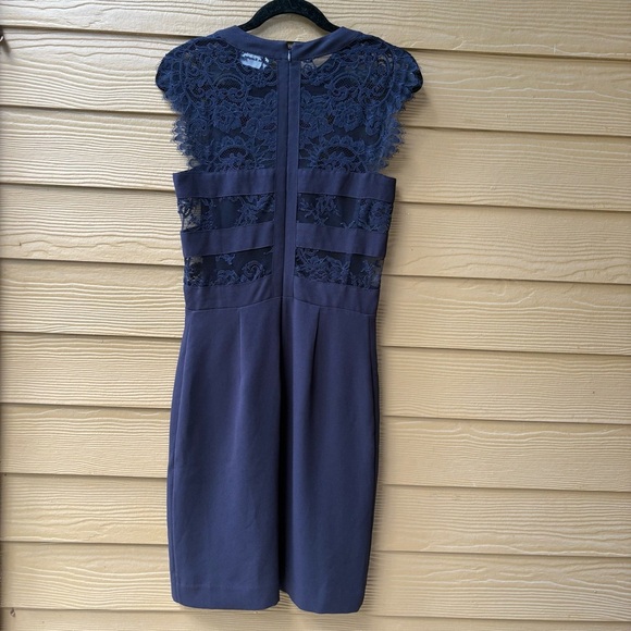The Kooples Lace Cut Out Crepe Dress in Navy Size Small - Picture 7 of 10